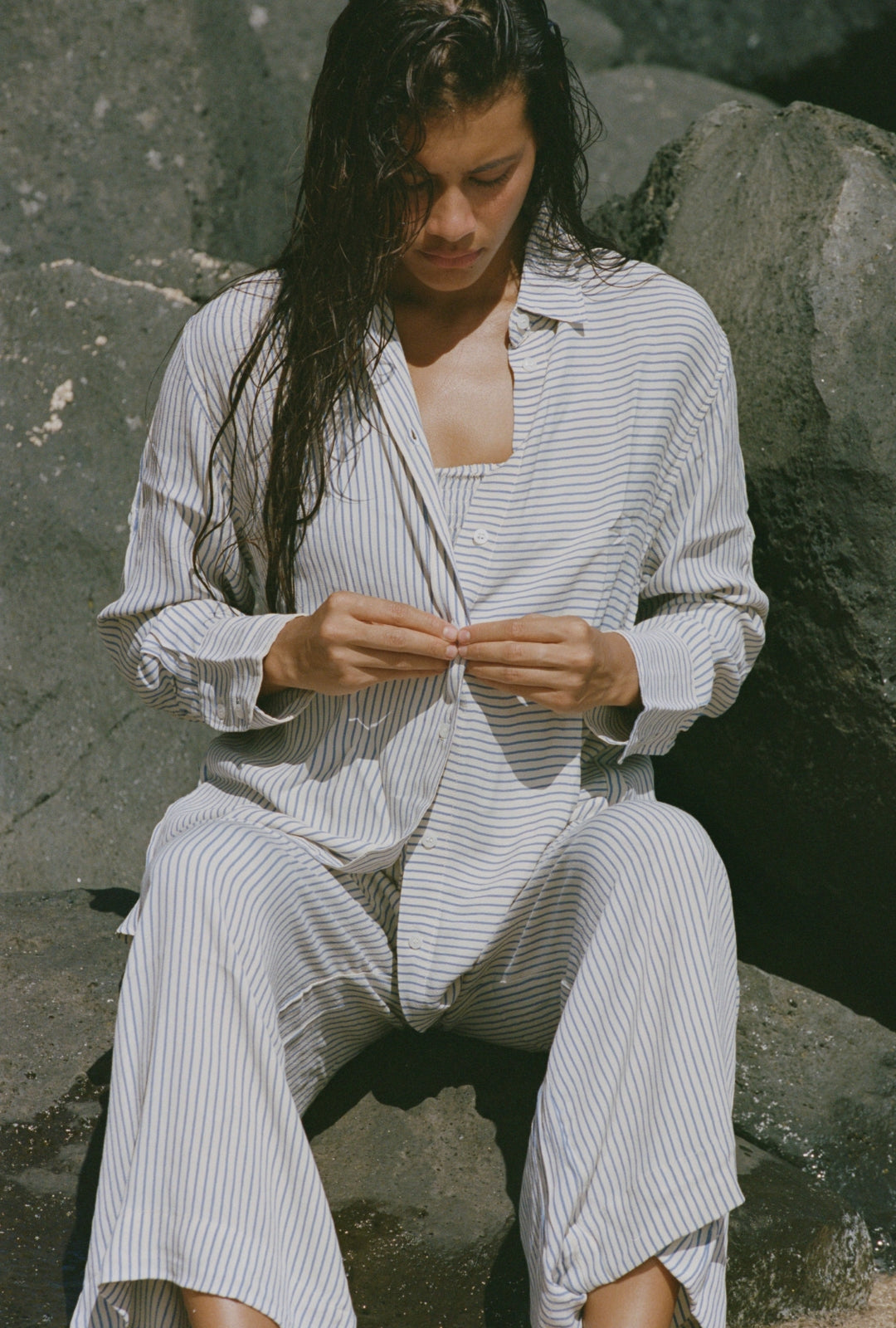 Layla Shirt - Periwinkle Stripe