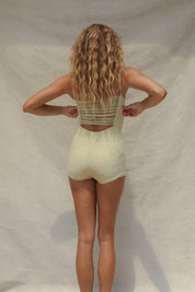 Bobby Surf Suit - Horchata Hibiscus Toweling