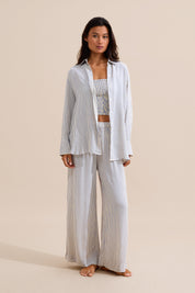 Bruna Pant - Creme/Periwinkle Stripe