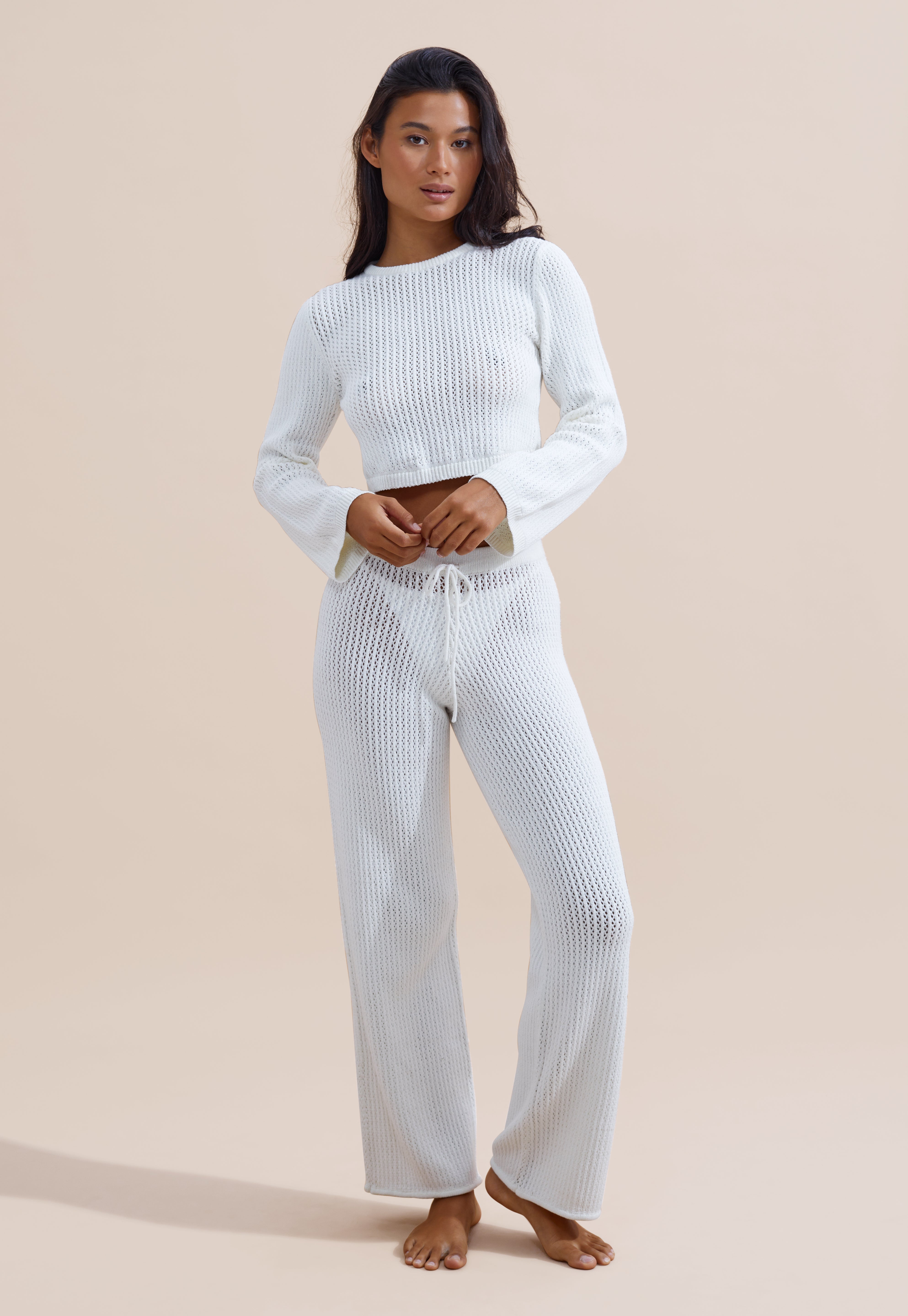 Jude Crochet Pant - White Crochet