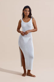 Osaka Crochet Dress - White Crochet