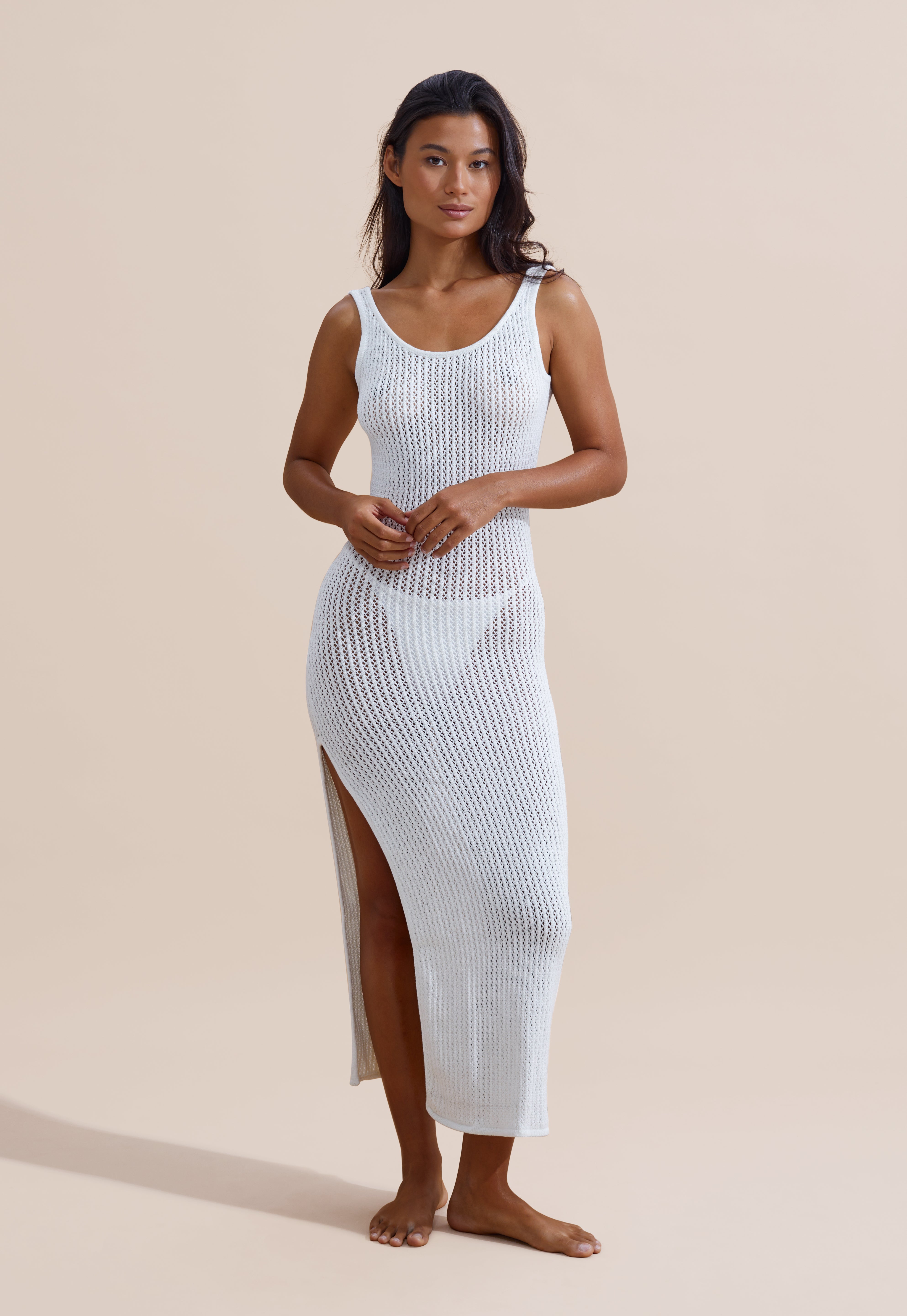 Osaka Crochet Dress - White Crochet