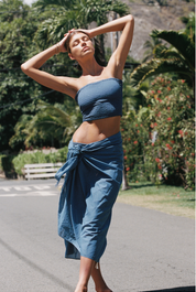 Mira Fringe Pareo - Vintage Indigo