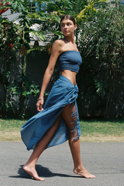 Mira Fringe Pareo - Vintage Indigo