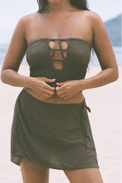 Coco Smocked Cut-Out Tube Top - Coconut Oil
