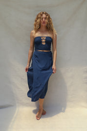Coco Smocked Cut-Out Tube Top - Azul