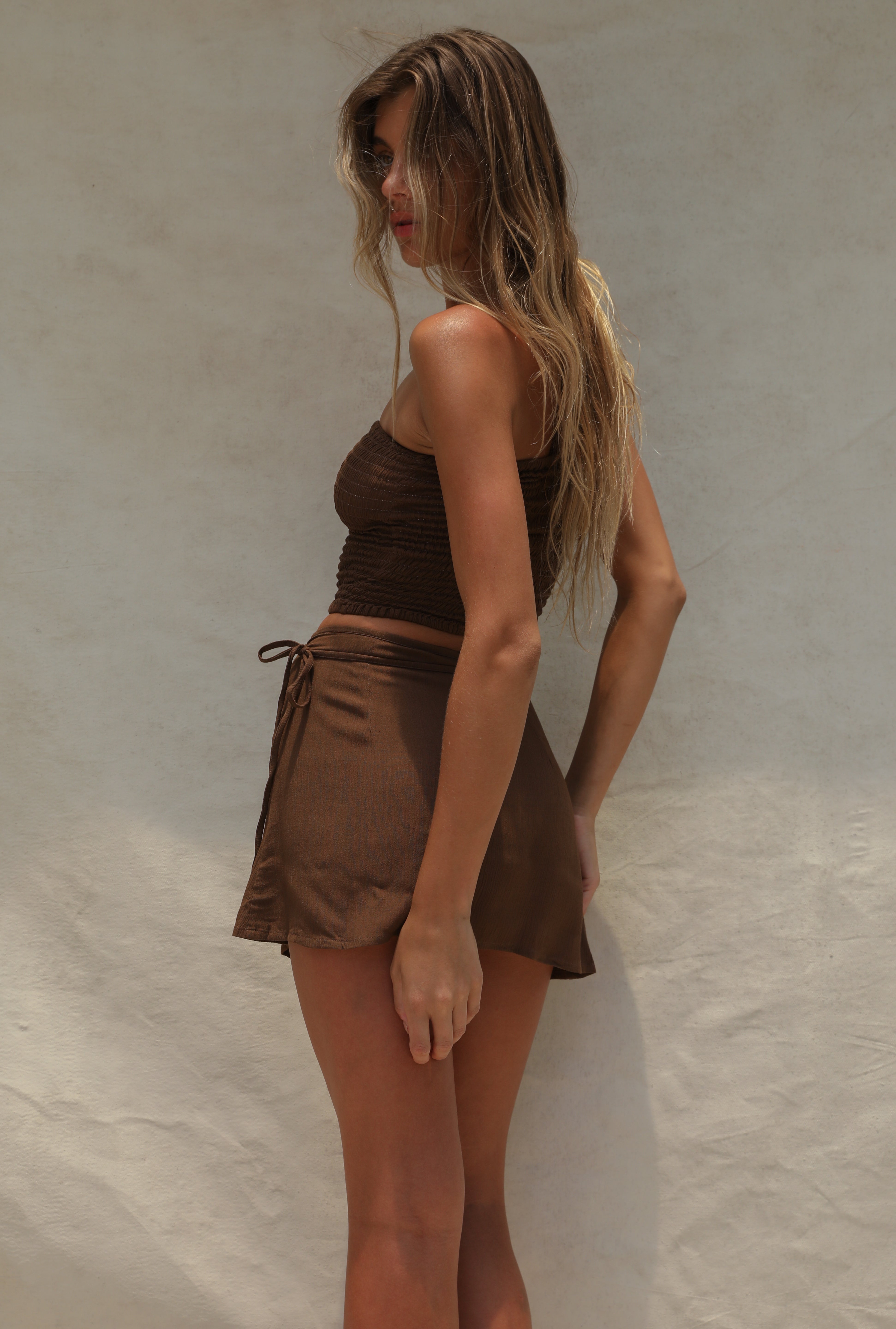 Coco Smocked Cut-Out Tube Top - Coconut Oil