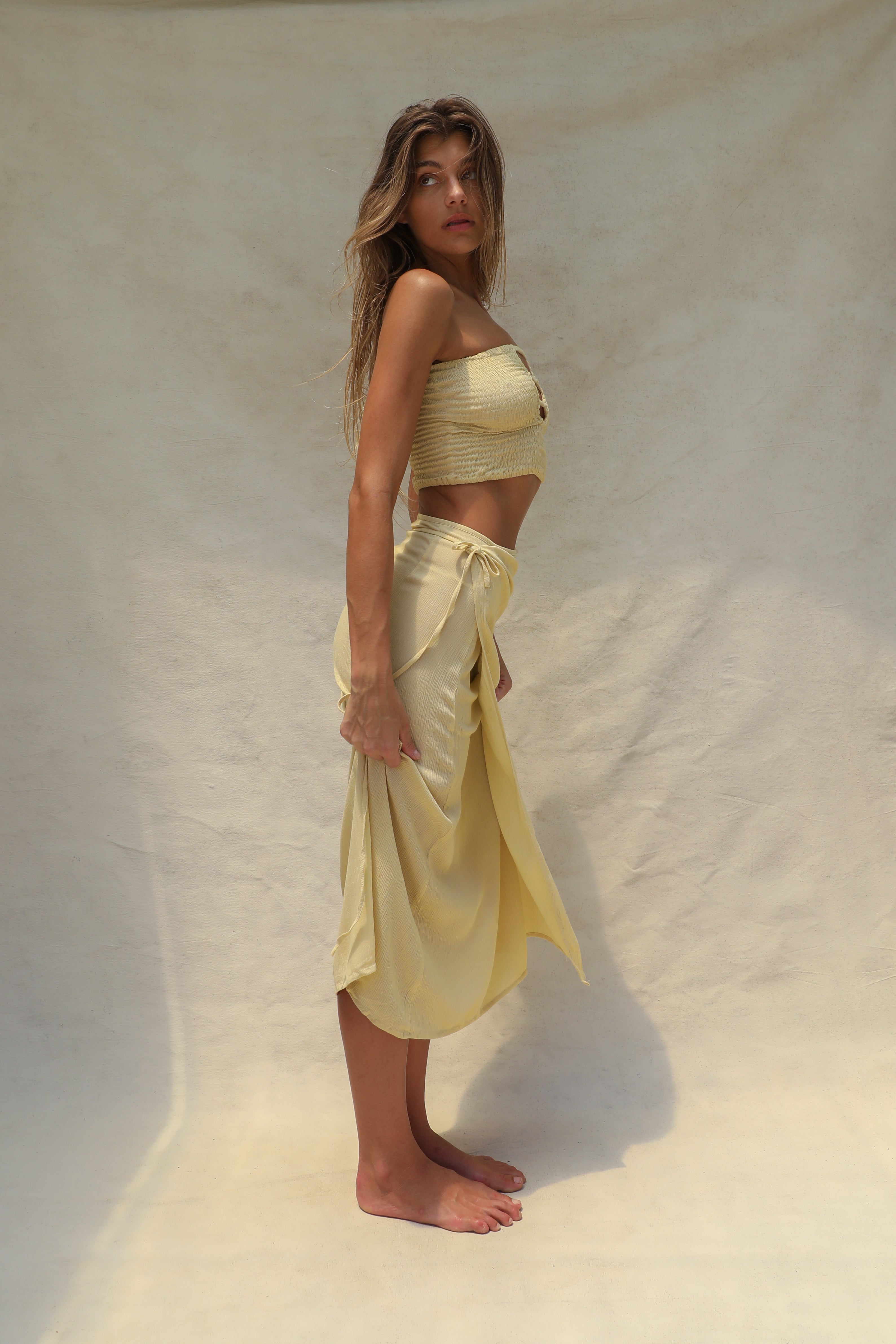Coco Smocked Cut-Out Tube Top - Horchata