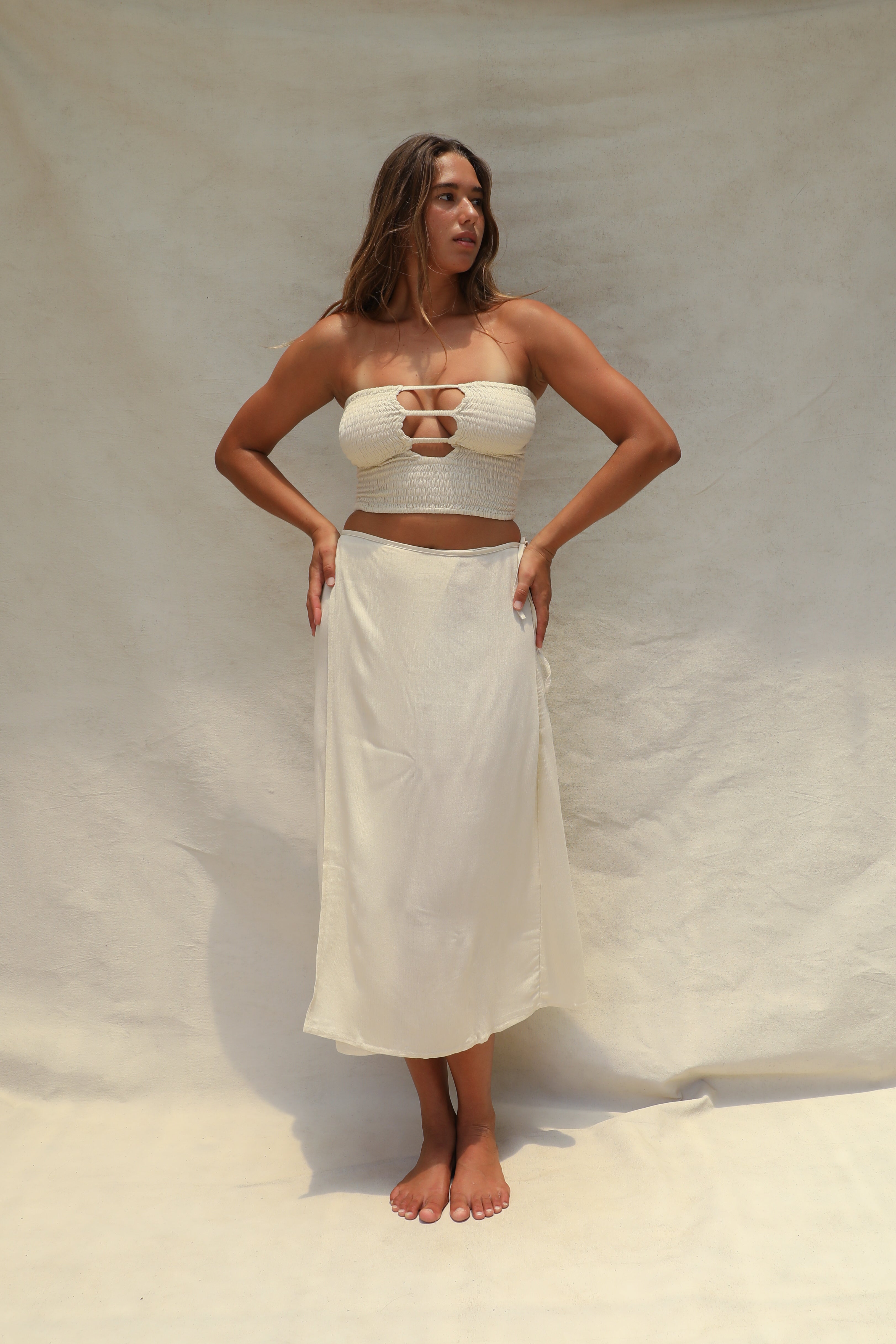 Coco Smocked Cut-Out Tube Top - Summer Sand