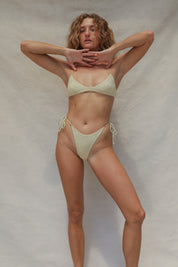 Ines Bikini Top - Horchata Hibiscus Toweling