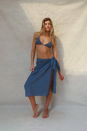 Mira Fringe Pareo - Vintage Indigo