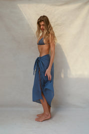 Mira Fringe Pareo - Vintage Indigo
