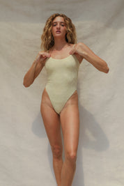 Surya One Piece Swimsuit - Horchata Hibiscus Toweling