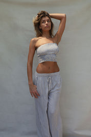 Flora Tube Top - Periwinkle Stripe