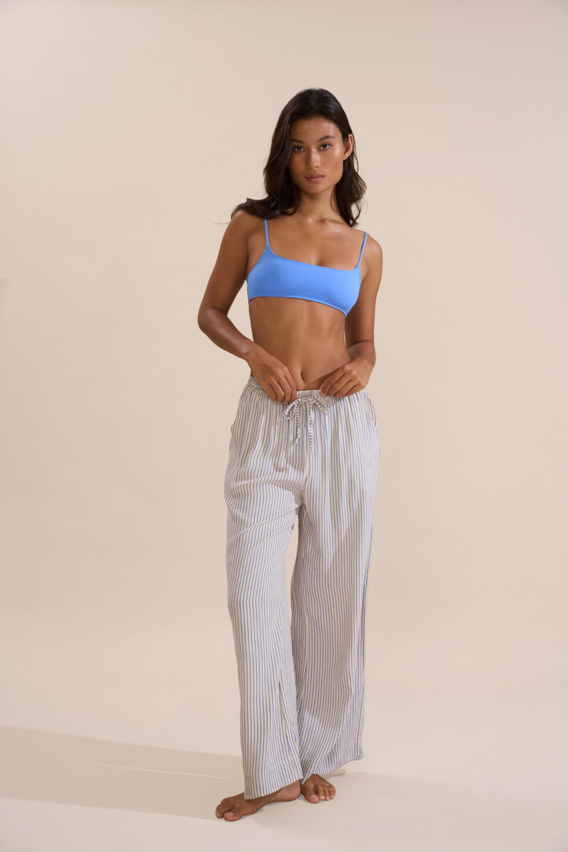 Bruna Pant - Creme/Periwinkle Stripe