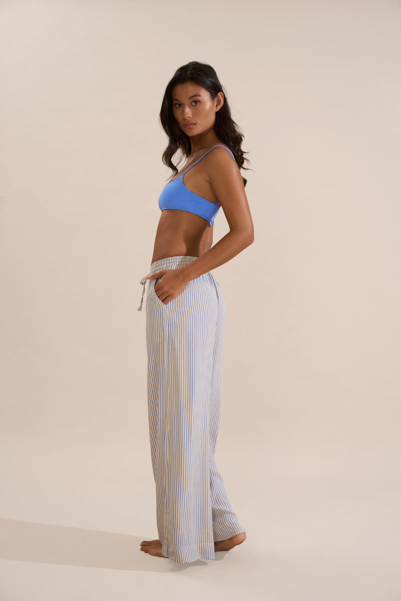 Bruna Pant - Creme/Periwinkle Stripe