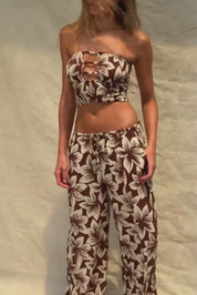 Coco Smocked Cut-Out Tube Top - Cocoa Bloom