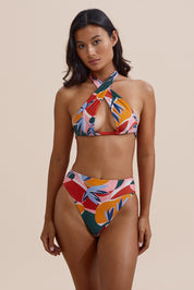 Ecom image model wears Rico Bikini Top in Botanical