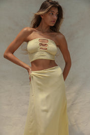 Coco Smocked Cut-Out Tube Top - Horchata