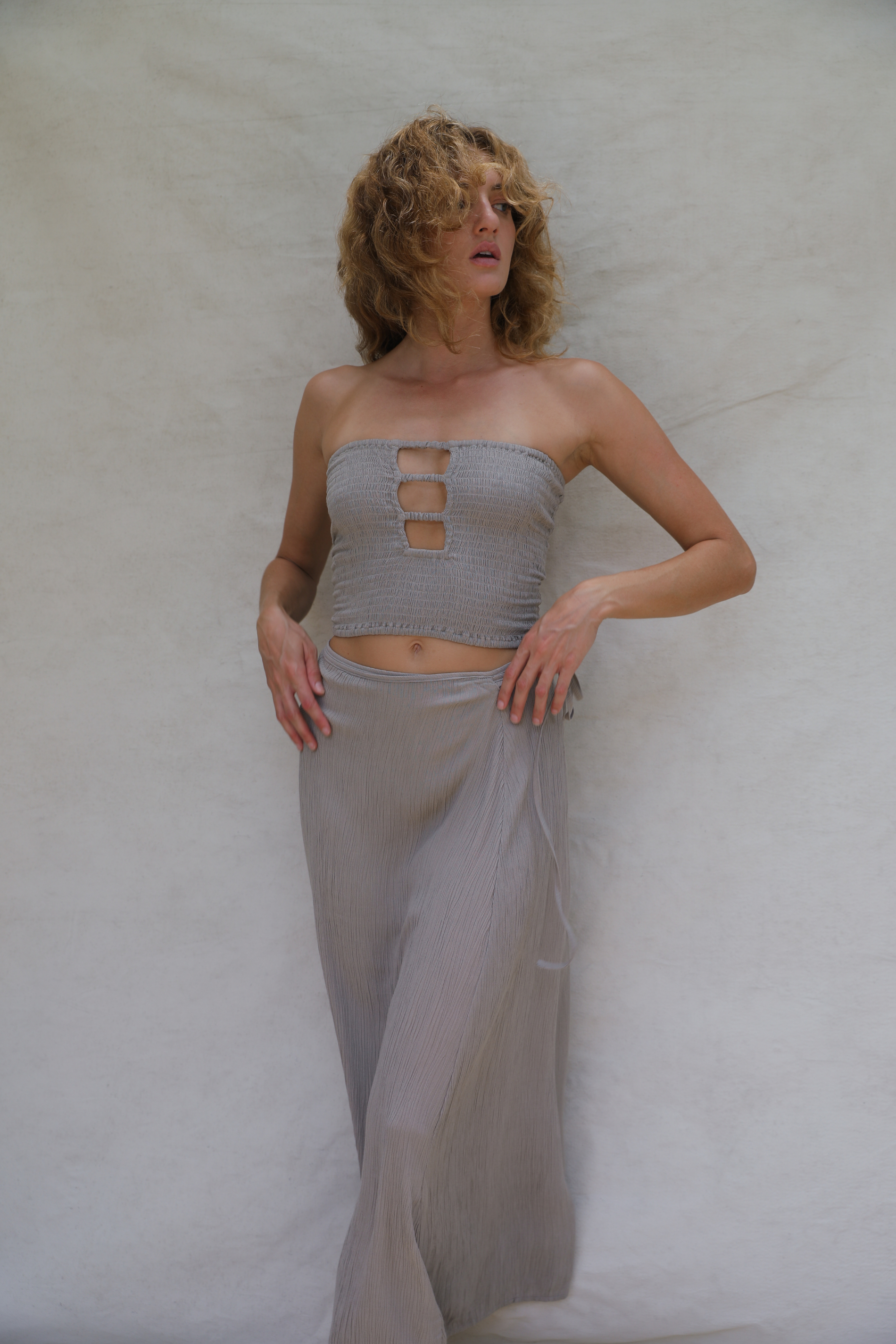 Coco Smocked Cut-Out Tube Top - Drift