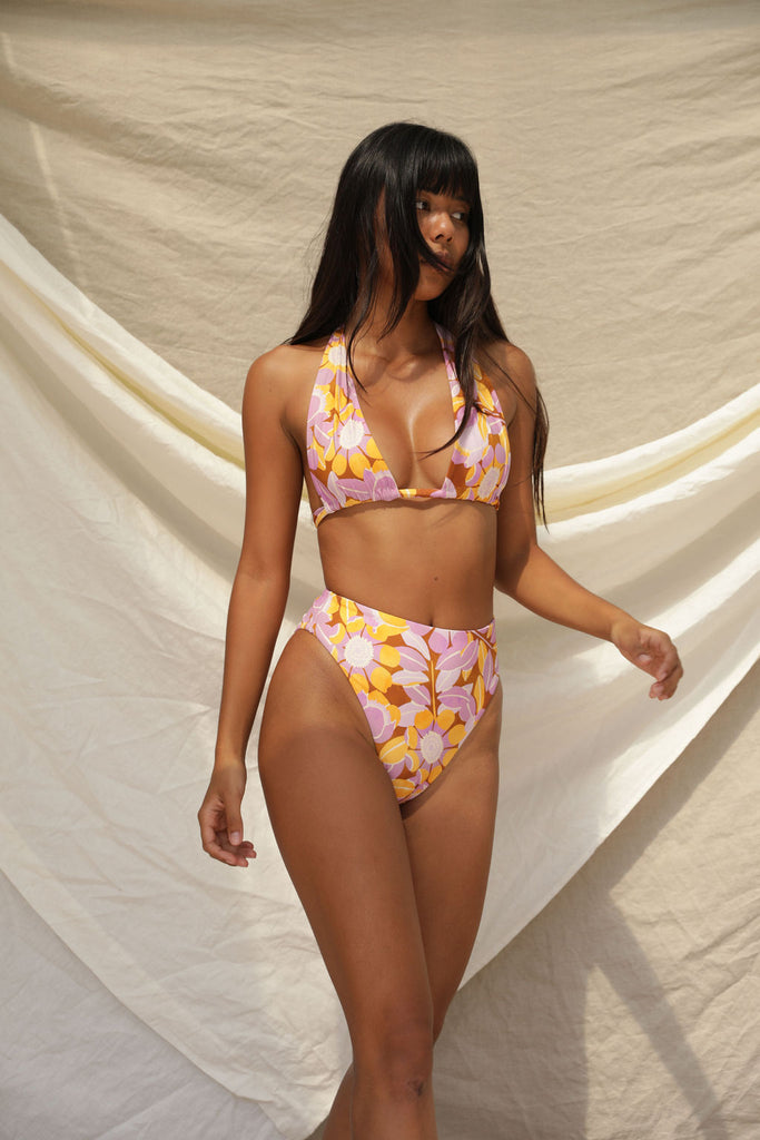 Rico Bikini Top - Retro Bloom Print