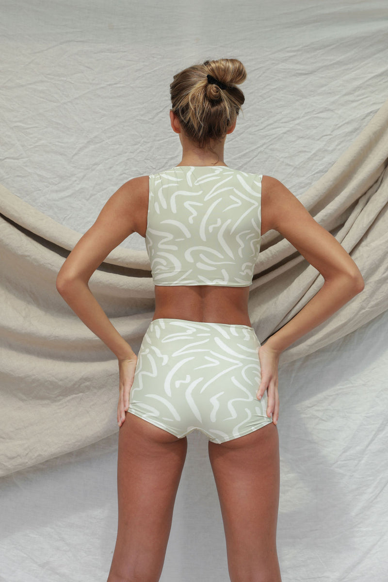 Mase Bikini Top - Aloe Lines Print